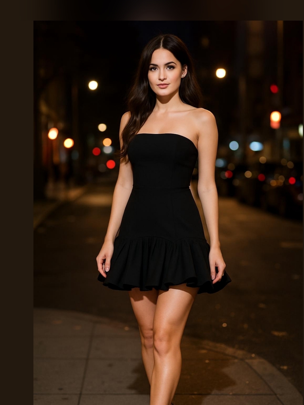 Altar'd State Black Strapless Mini Dress with Ruffle Hem